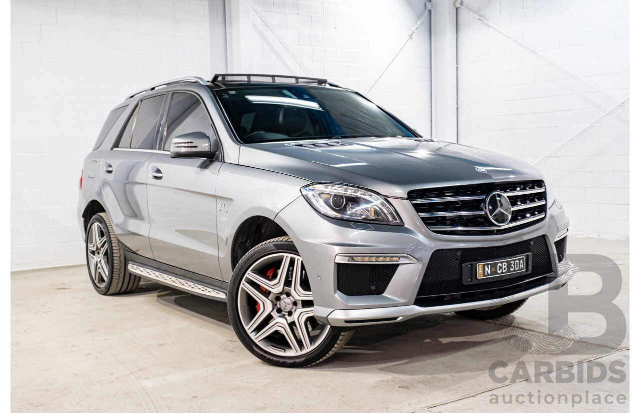 2/2013 Mercedes Benz ML63 AMG (4x4) W166 4d Wagon Palladium Silver Metallic Twin Turbo V8 5.5L