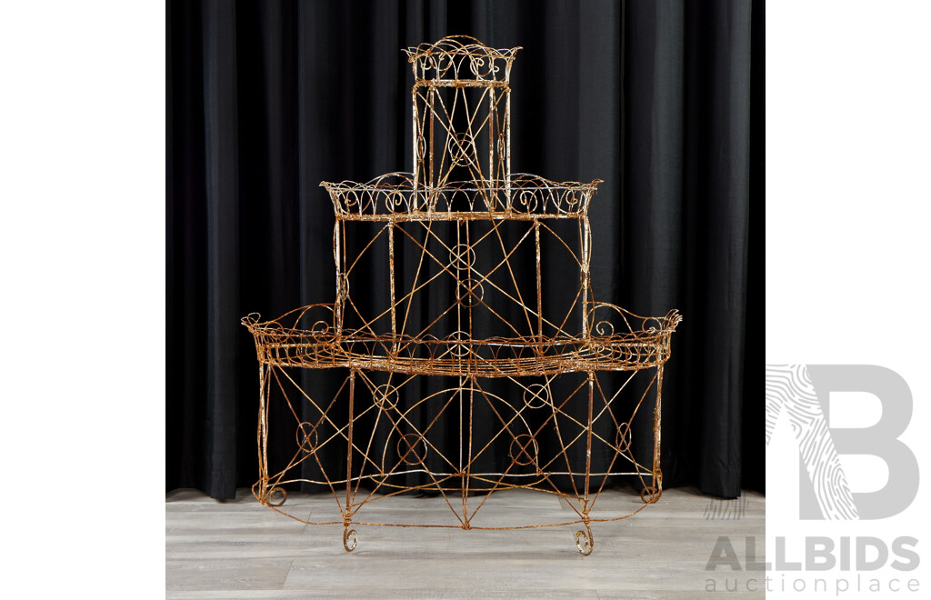 Vintage French Wire Work Three Tier Plant D Front Stand