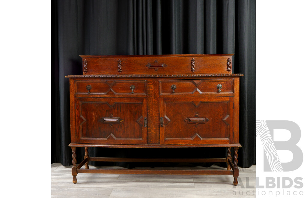 Edwardian Oak Elevated Sideboard