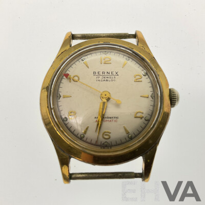 Four Vintage Men's Watches Including Angus & Coote Automatic Twenty Five Jewels, Bernex Automatic Seventeen Jewels, Cortinia Seventeen Jewels, Alpine Seventeen Jewel