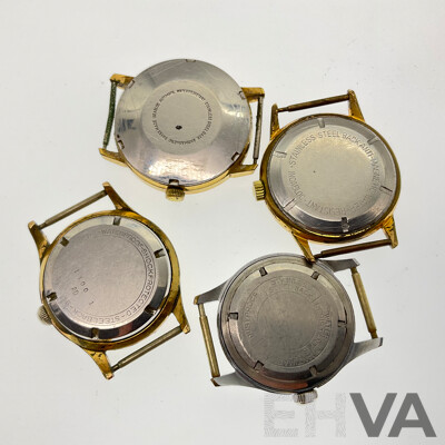 Four Vintage Men's Watches Including Angus & Coote Automatic Twenty Five Jewels, Bernex Automatic Seventeen Jewels, Cortinia Seventeen Jewels, Alpine Seventeen Jewel