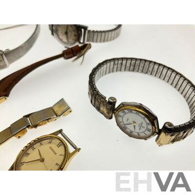 Collection of Women's Vintage Watches, Some for Repair Including Seiko, Citizen and Felicia