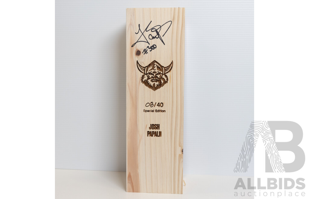 Josh Papalii #300 Personally Signed Underground Spirits 40th Anniversary Gin - Special Edition 08/40 and a Personally Signed Josh Papalii Run-Out Tee.