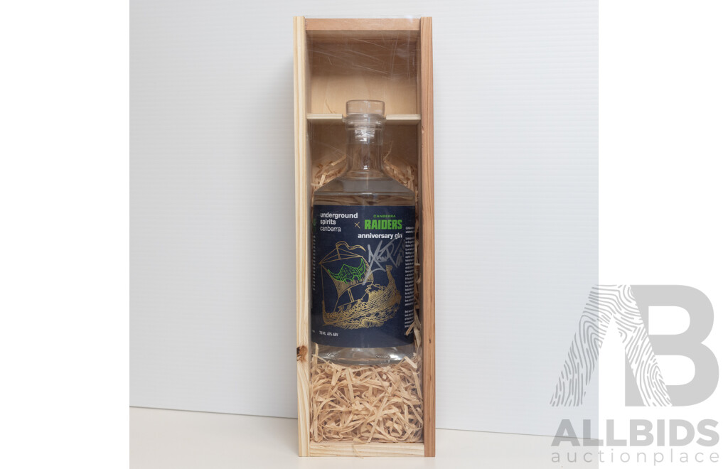 Josh Papalii #300 Personally Signed Underground Spirits 40th Anniversary Gin - Special Edition 08/40 and a Personally Signed Josh Papalii Run-Out Tee.