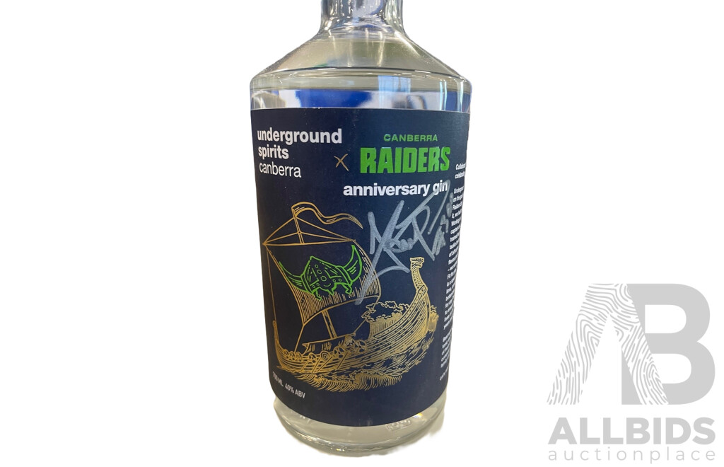 Josh Papalii #300 Personally Signed Underground Spirits 40th Anniversary Gin - Special Edition 08/40 and a Personally Signed Josh Papalii Run-Out Tee.