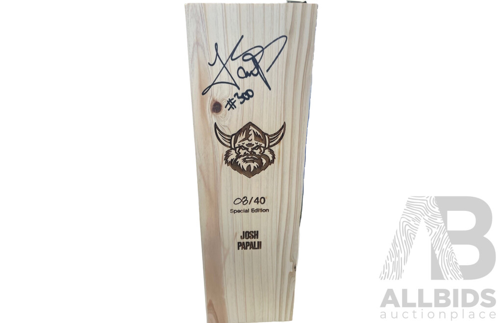 Josh Papalii #300 Personally Signed Underground Spirits 40th Anniversary Gin - Special Edition 08/40 and a Personally Signed Josh Papalii Run-Out Tee.