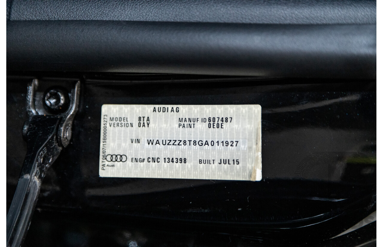 10/2015 Audi A5 Sportback 2.0 TFSI Quattro (AWD) 8T MY16 5d Hatchback Mythos Black Metallic Turbo 2.0L