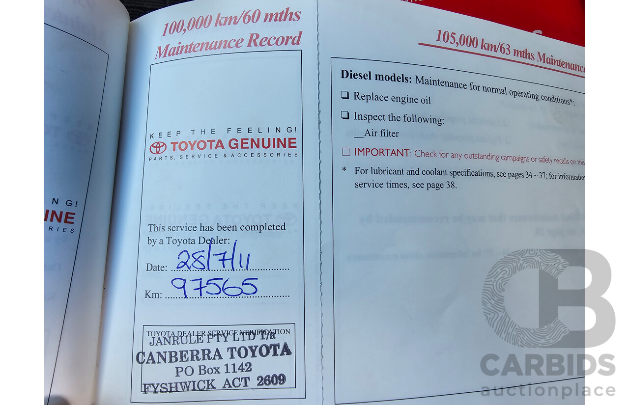 7/2004 Toyota Landcruiser Prado GXL (4x4) GRJ120R 4d Wagon White V6 4.0L - 7 Seater