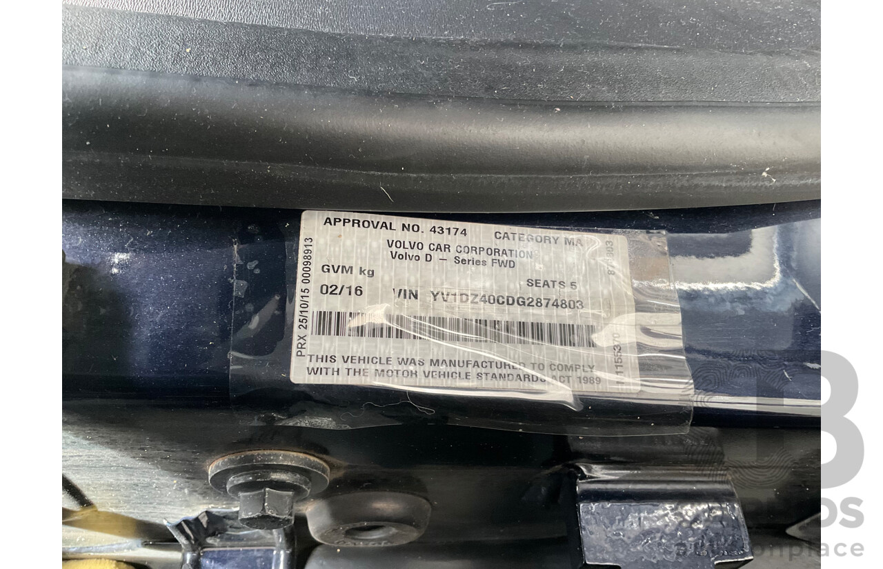 02/2016 Volvo XC60 T5 Luxury DZ MY16 4D Wagon Magic Blue Metallic Turbo 2.0L