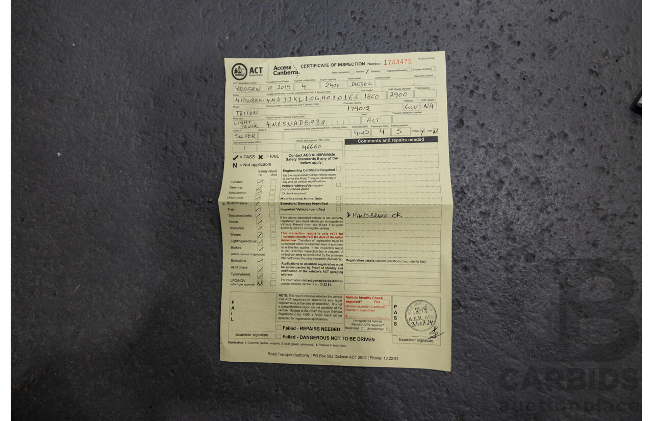 10/2015 Mitsubishi Triton GLX (4x4) MQ MY16 4d Dual Cab Utility Sterling Silver Metallic Turbo Diesel 2.4L