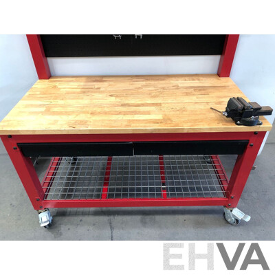 Whalen Heavy Duty Mobile Workbench with Hutch and Pegboard