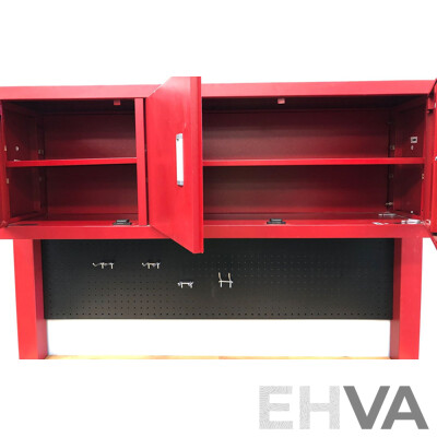 Whalen Heavy Duty Mobile Workbench with Hutch and Pegboard