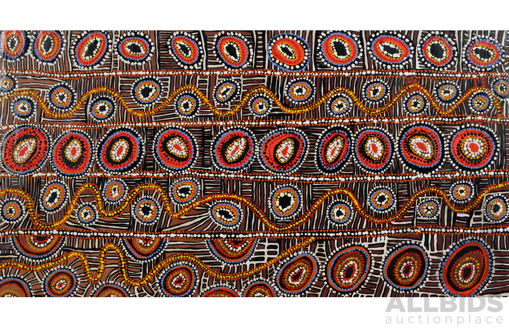 Annie Marlissa, (Indigenous Australian, Torres Straits), Rum Jungle Tracks, Acrylic on Canvas