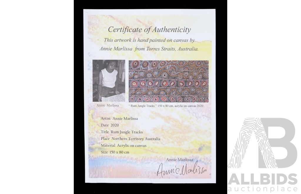 Annie Marlissa, (Indigenous Australian, Torres Straits), Rum Jungle Tracks, Acrylic on Canvas