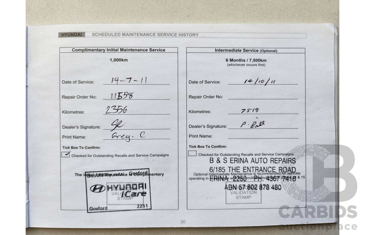 04/2011 Hyundai I30 SX FWD FD MY11 5D Hatchback Silver 1.6L