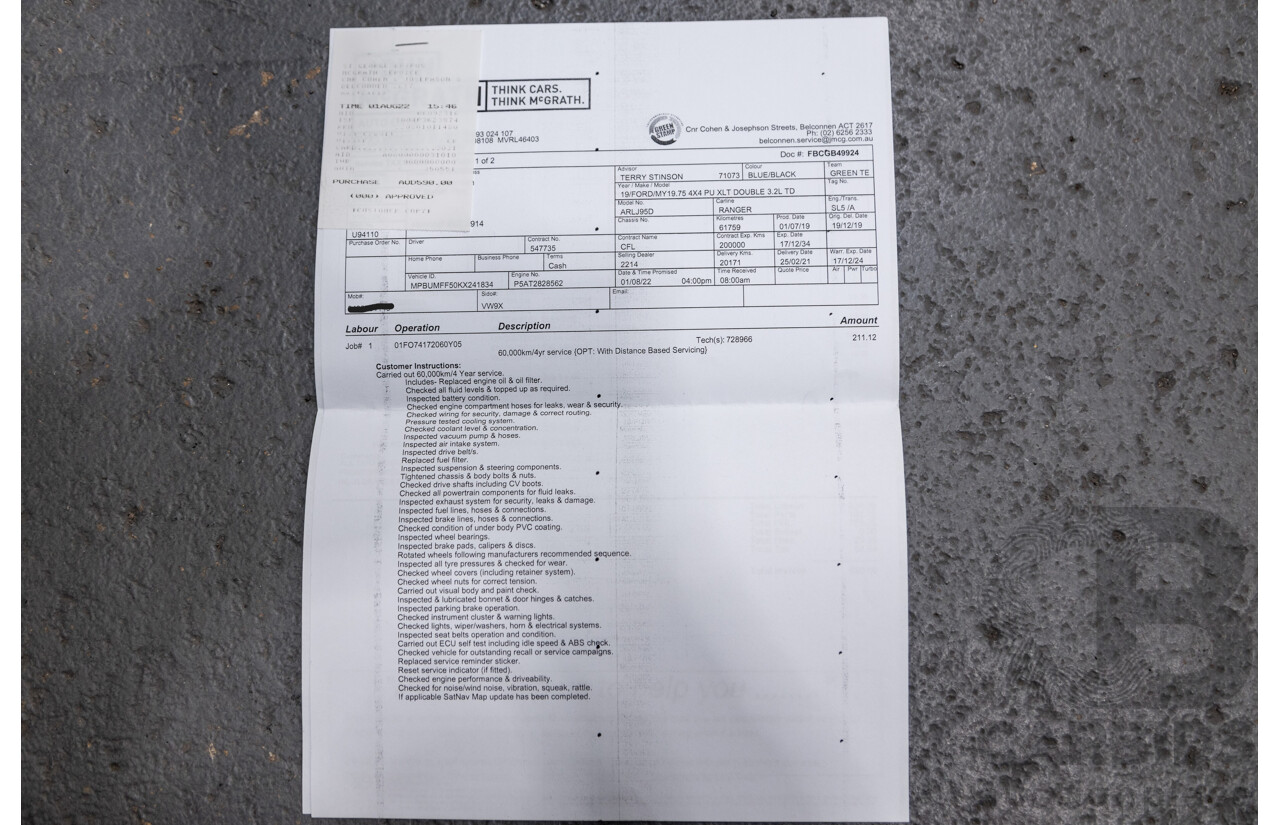 8/2019 Ford Ranger XLT 3.2 (4x4) PX MKII MY19Dual Cab Utility Lightning Blue Turbo Diesel 3.2L