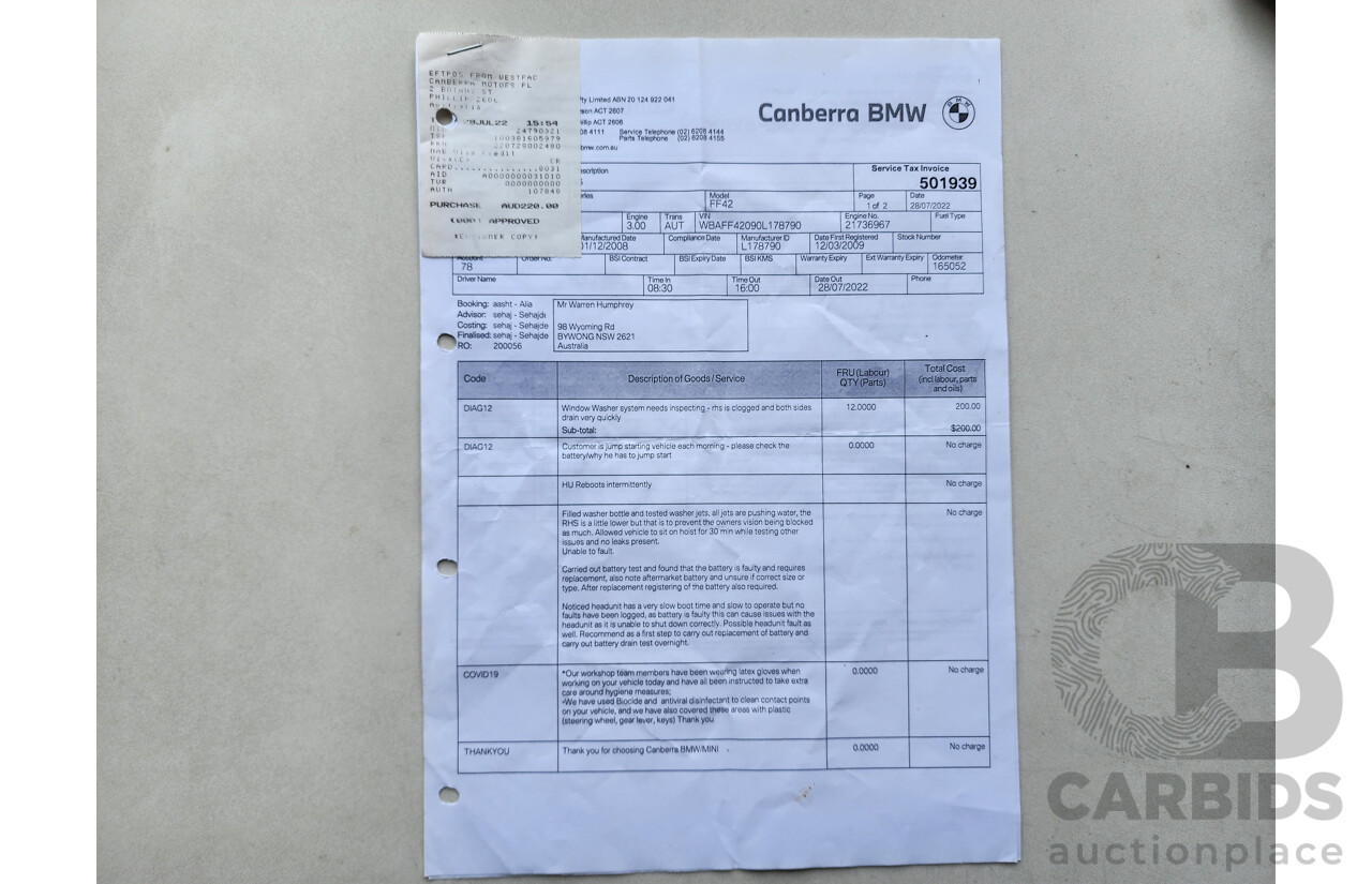 02/2009 Bmw X5 xDRIVE30d 4x4 E70 MY09 4D Wagon Silver Or Chrome 3.0L