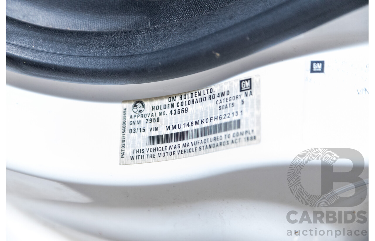 3/2015 Holden Colorado LTZ (4x4) RG MY15 4d Crew Cab P/Up White Turbo Diesel 2.8L