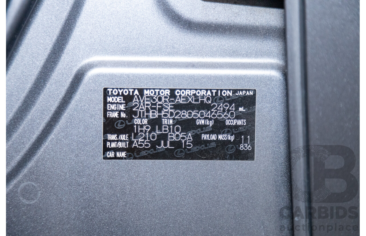 7/2015 Lexus IS300h Luxury Hybrid AVE30R MY15 4d Sedan Mercury Grey Metallic 2.5L - Hybrid