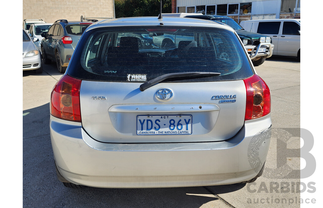 03/2005 Toyota Corolla CONQUEST SECA FWD ZZE122R 5D Hatchback Silver 1.8L