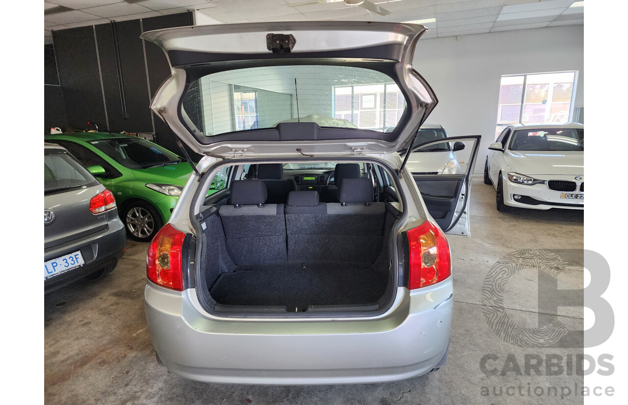 03/2005 Toyota Corolla CONQUEST SECA FWD ZZE122R 5D Hatchback Silver 1.8L