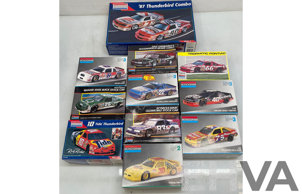 Monogram NASCAR Plastic Model Kits - 1/24 Scale - Lot of 11