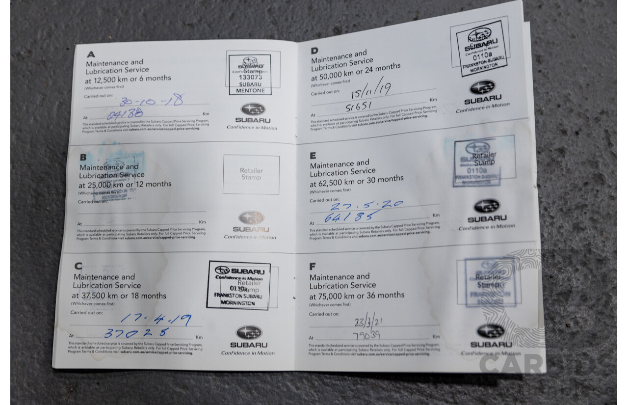 3/2018 Subaru Outback 2.5i (AWD) 5GEN B6A MY18 4d Wagon Crystal Black Mica 2.5L