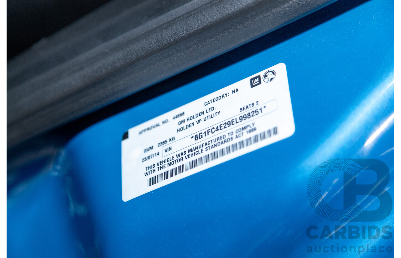 7/2014 Holden Commodore Ute SS VF Utility Perfect Blue Metallic V8 6.0L