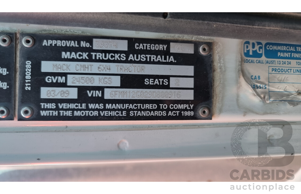 02/2009 MACK Trident CAB 6 X 4 Prime Mover Turbo Diesel 530Hp 12.7L