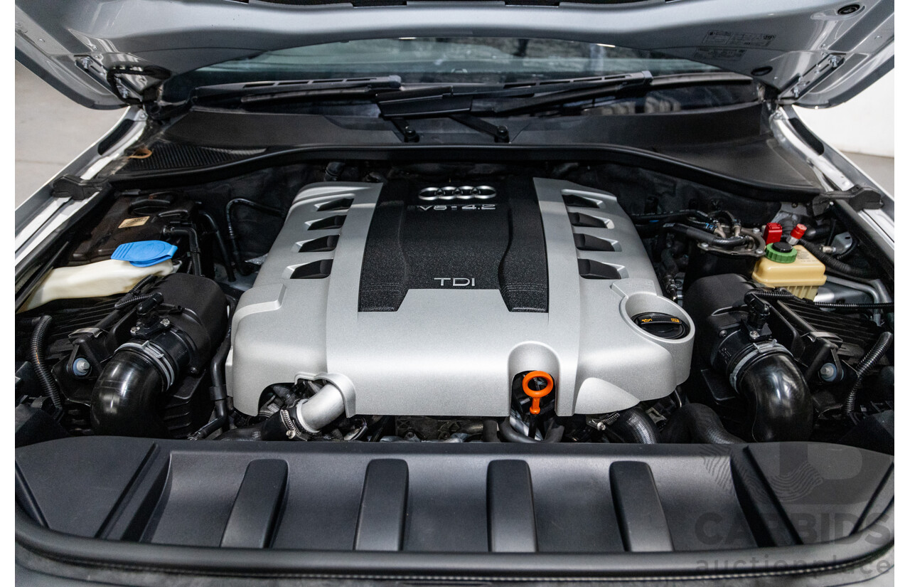 6/2010 Audi Q7 4.2 TDI Quattro (AWD) S-Line Package MY10 Upgrade 4d Wagon Ice Silver Metallic Turbo Diesel V8 4.2L - 7 Seater