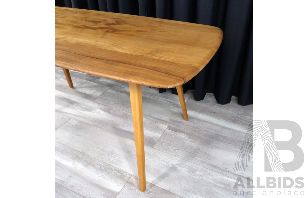 Fully Restored English Elm Plank Top Dining Table by Ercol