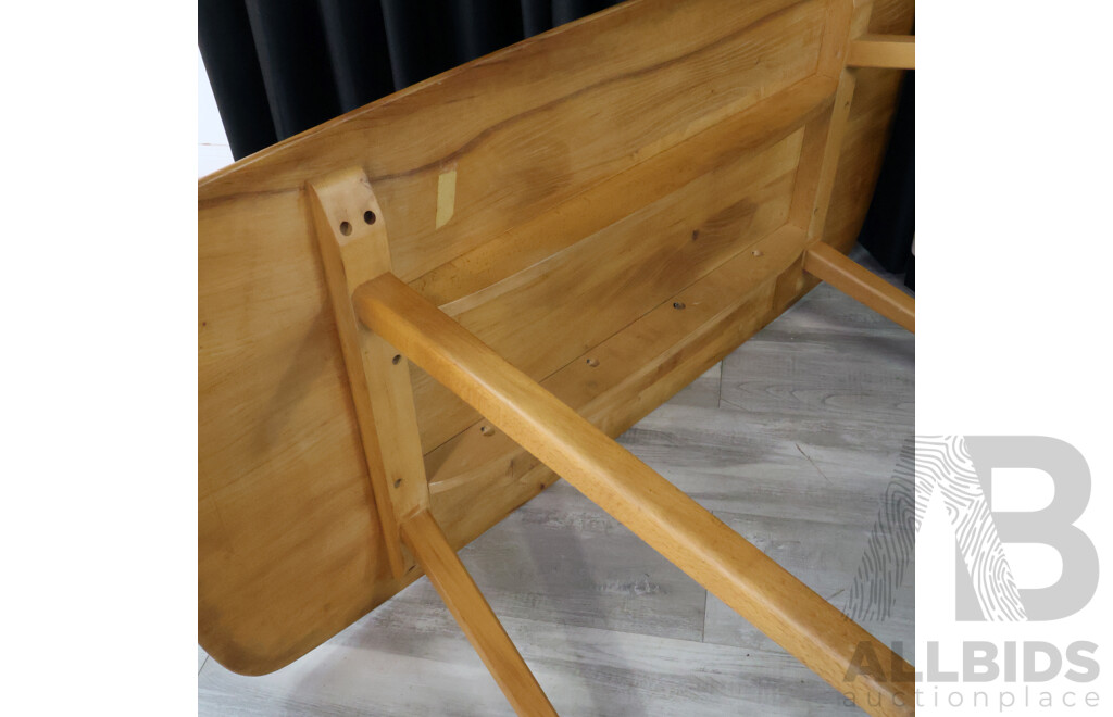 Fully Restored English Elm Plank Top Dining Table by Ercol