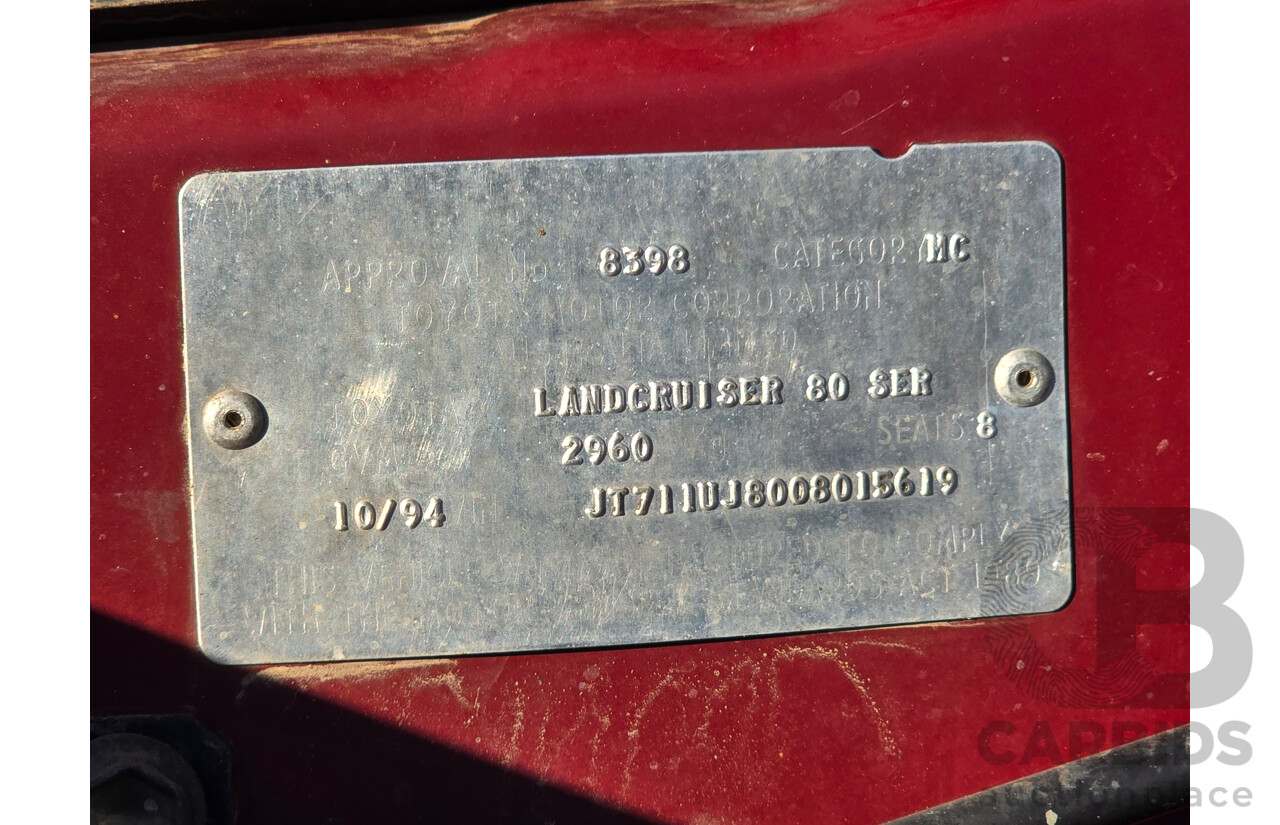 10/1994 Toyota Landcruiser GXL (4x4) FZJ80R 4d Wagon Red 4.5L