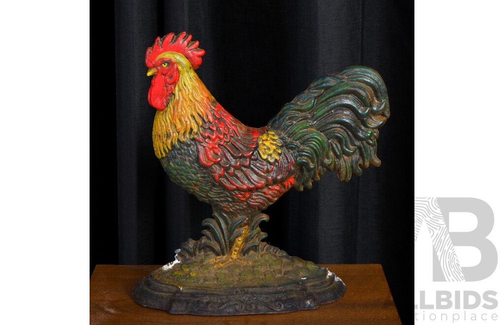Reproduction Cast Iron Rooster Door Stop