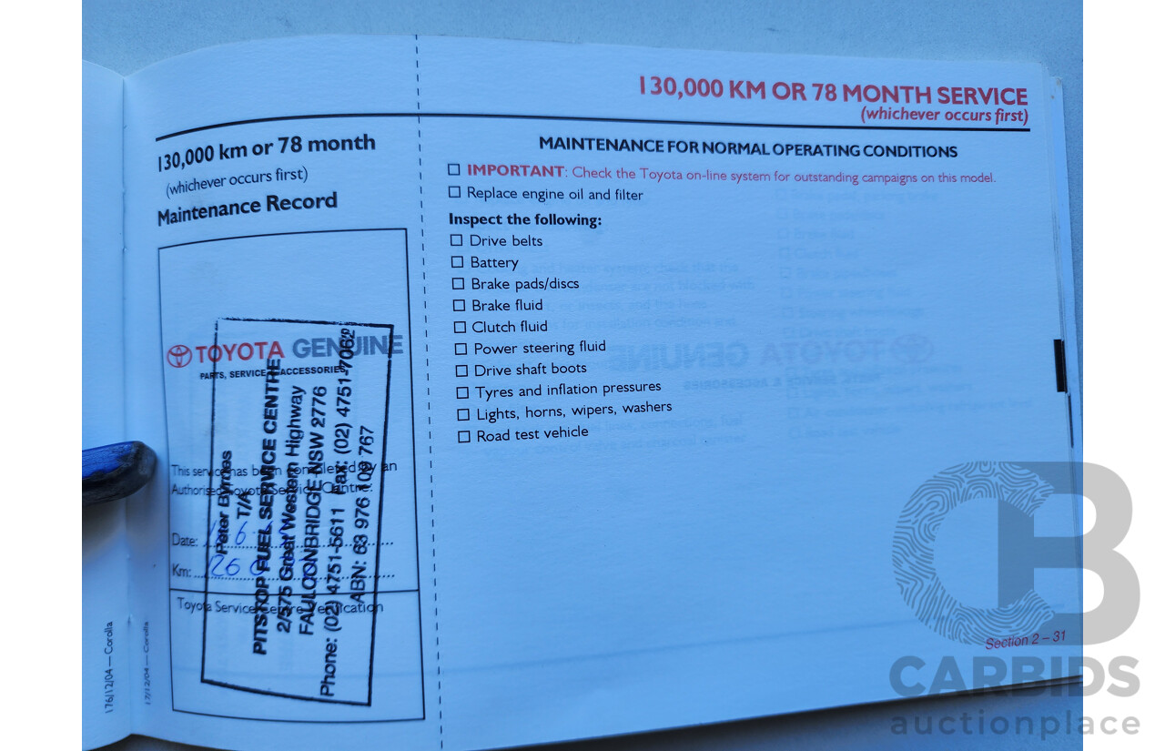 01/2006 Toyota Corolla ASCENT FWD ZZE122R 4D Sedan Silver 1.8L