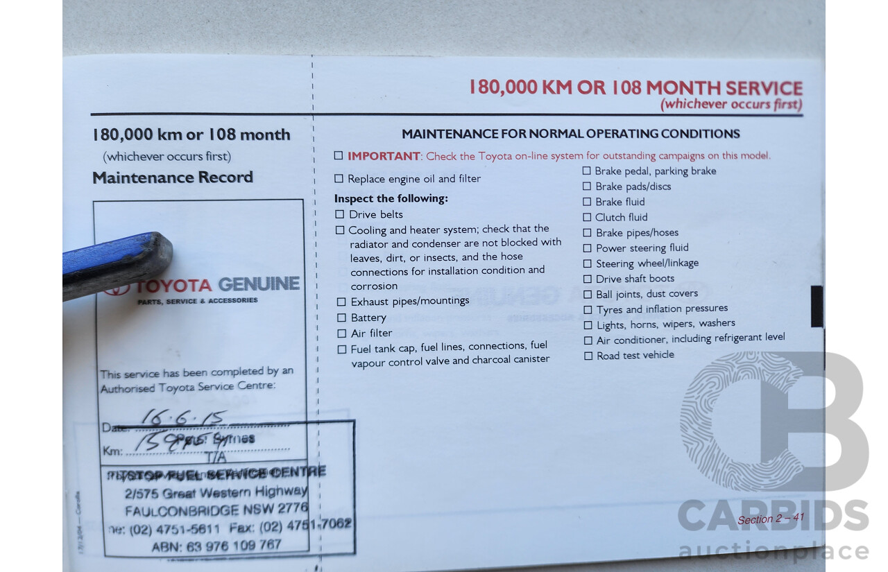 01/2006 Toyota Corolla ASCENT FWD ZZE122R 4D Sedan Silver 1.8L