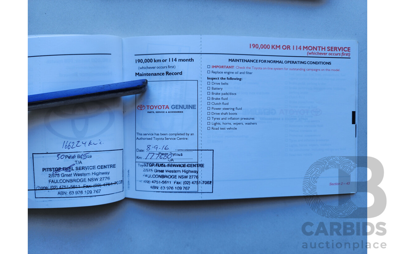 01/2006 Toyota Corolla ASCENT FWD ZZE122R 4D Sedan Silver 1.8L