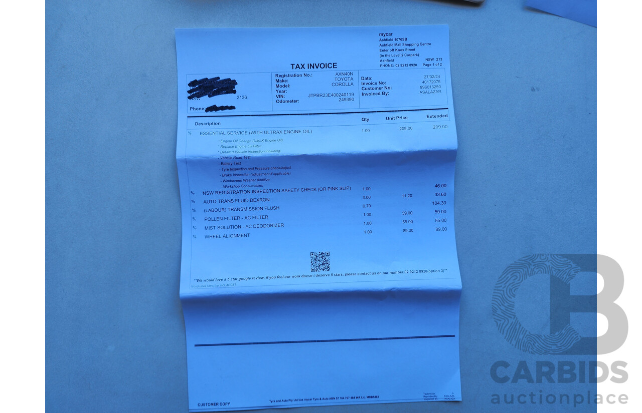 01/2006 Toyota Corolla ASCENT FWD ZZE122R 4D Sedan Silver 1.8L