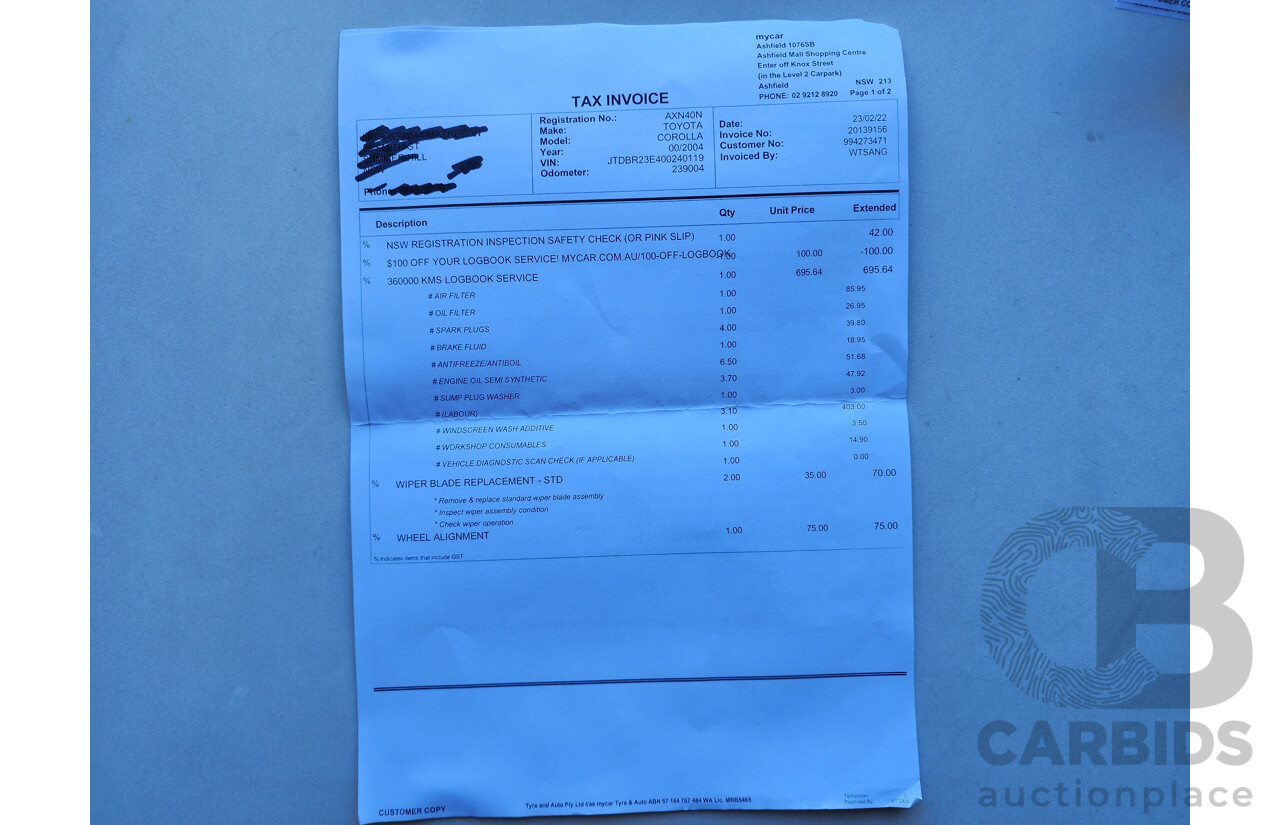 01/2006 Toyota Corolla ASCENT FWD ZZE122R 4D Sedan Silver 1.8L