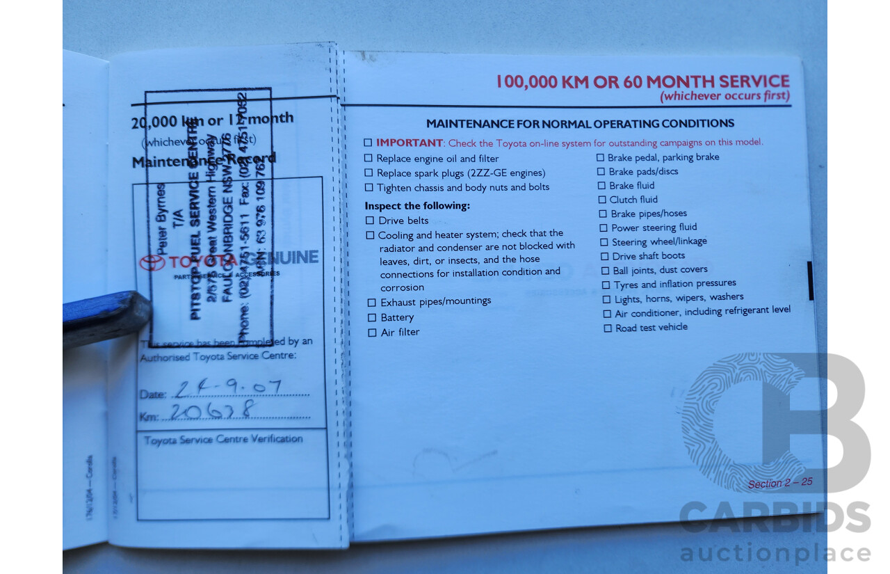 01/2006 Toyota Corolla ASCENT FWD ZZE122R 4D Sedan Silver 1.8L