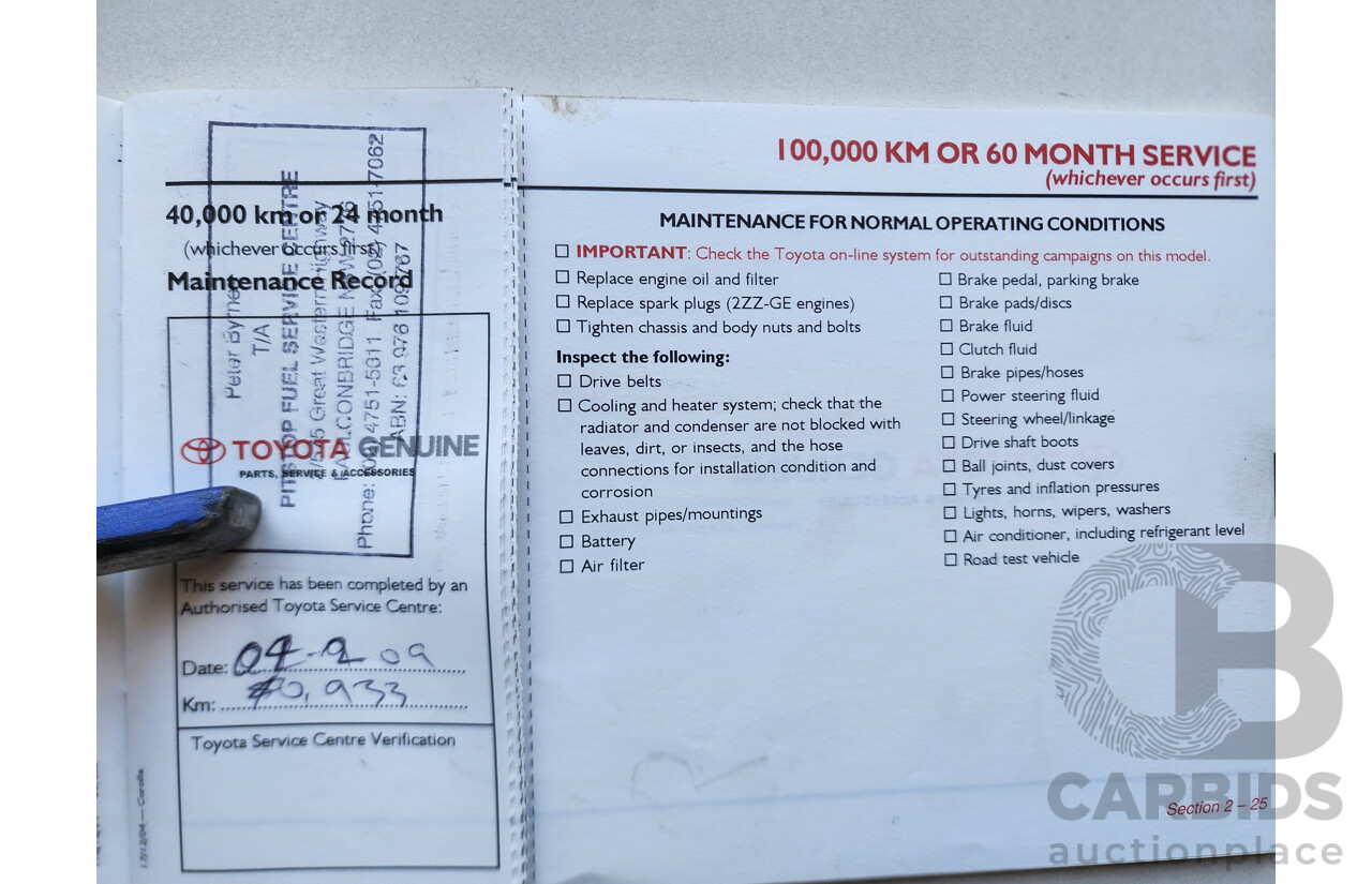 01/2006 Toyota Corolla ASCENT FWD ZZE122R 4D Sedan Silver 1.8L