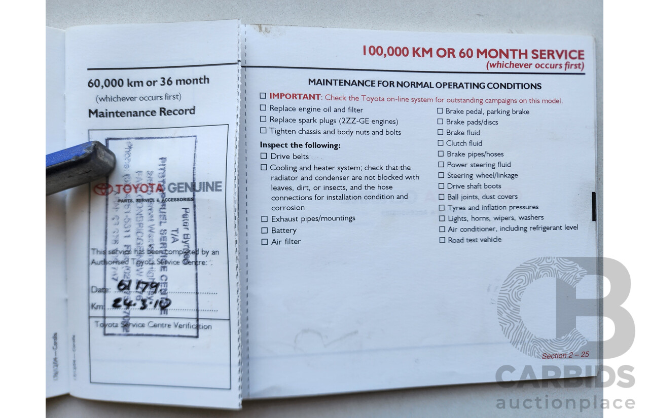 01/2006 Toyota Corolla ASCENT FWD ZZE122R 4D Sedan Silver 1.8L