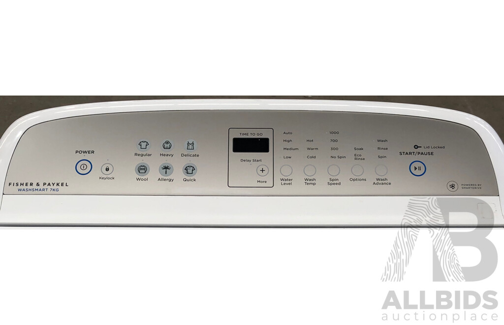 Fisher and Paykel Washsmart 7.0kg Top Loader Washing Machine