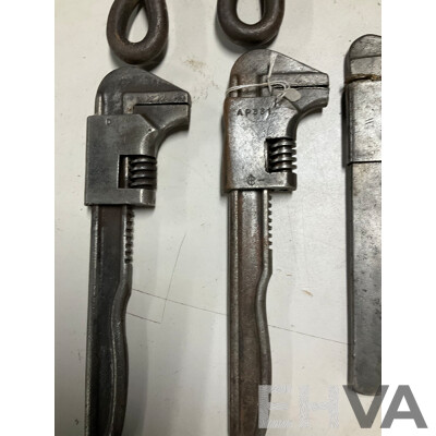 Twelve Vintage Adjustable Spanners, Crank Arm, Twist Handle Including Glading and Lhrem's