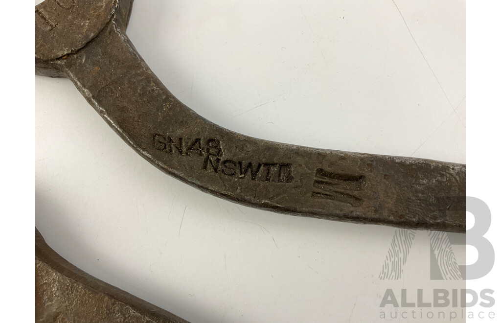 Two Vintage New South Wales Transport Department Whitworth Spanners, 'S' Bend and Double Ended