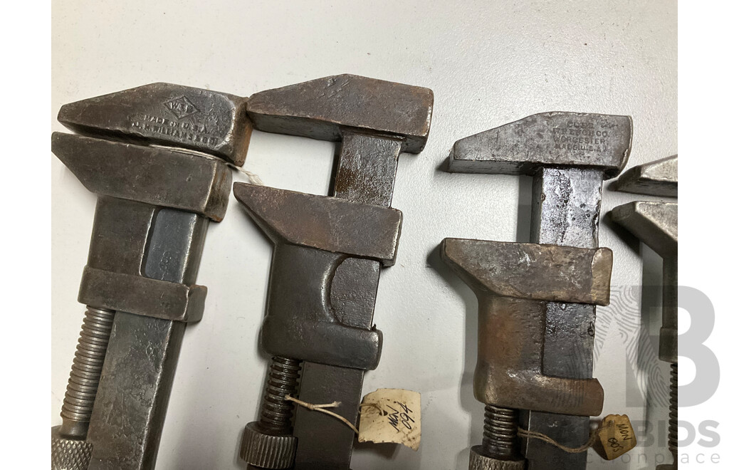 Vintage Large, Small and Medium Adjustable Wrences Including W&B, W.J. Lard, MFG. Co