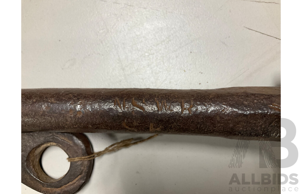 Large Vintage New South Wales Railways T Handle Wrench, QR Spanner and NSWTD Spanners GN 54 and GN 69