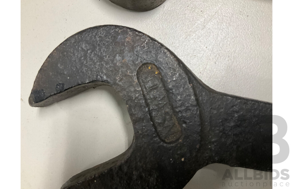Large Vintage New South Wales Railways T Handle Wrench, QR Spanner and NSWTD Spanners GN 54 and GN 69