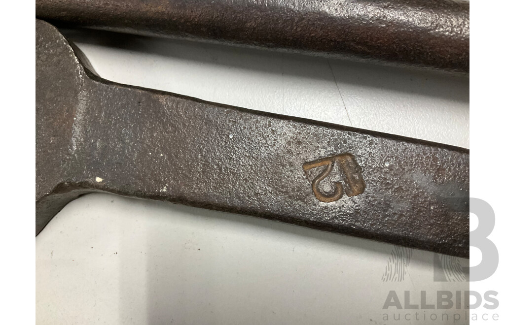 Large Vintage New South Wales Railways T Handle Wrench, QR Spanner and NSWTD Spanners GN 54 and GN 69