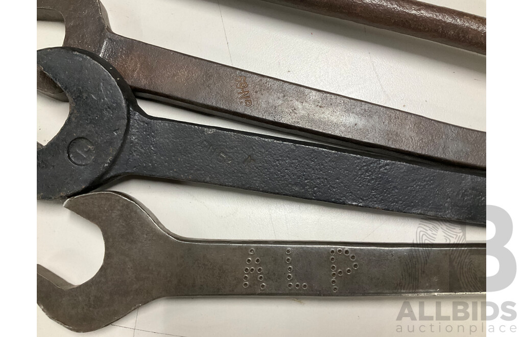 Large Vintage New South Wales Railways T Handle Wrench, QR Spanner and NSWTD Spanners GN 54 and GN 69